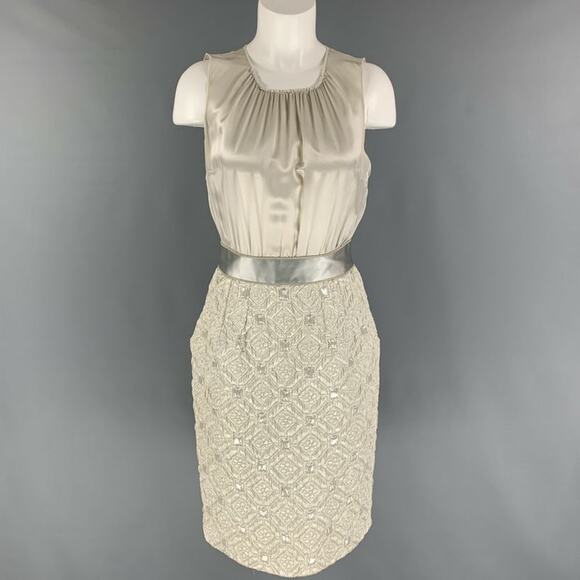 DOLCE & GABBANA Size 4 Silver Silk Blend Sleeveless Cocktail Dress - Picture 1 of 4